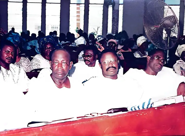 Members and guests seated together in the church